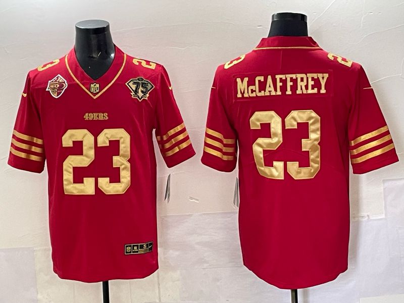 Men San Francisco 49ers #23 Mccafrey Red 75th Nike Limited NFL 2025 Jersey style 04